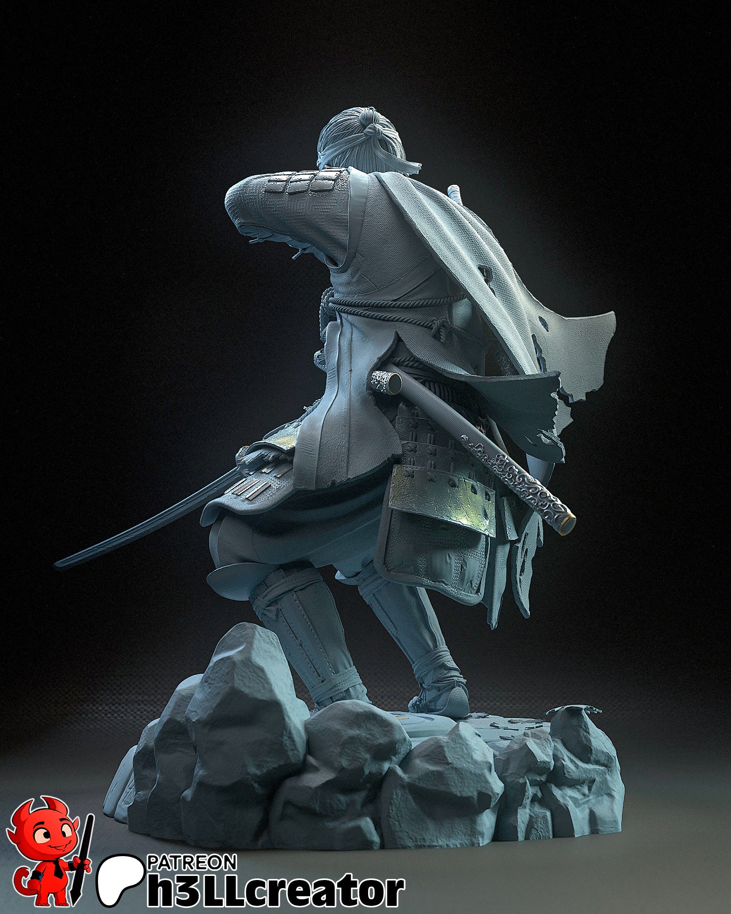 1:12 Shadowed Samurai | Resin Garage Kit Figure Game Fan Art | h3LL creator