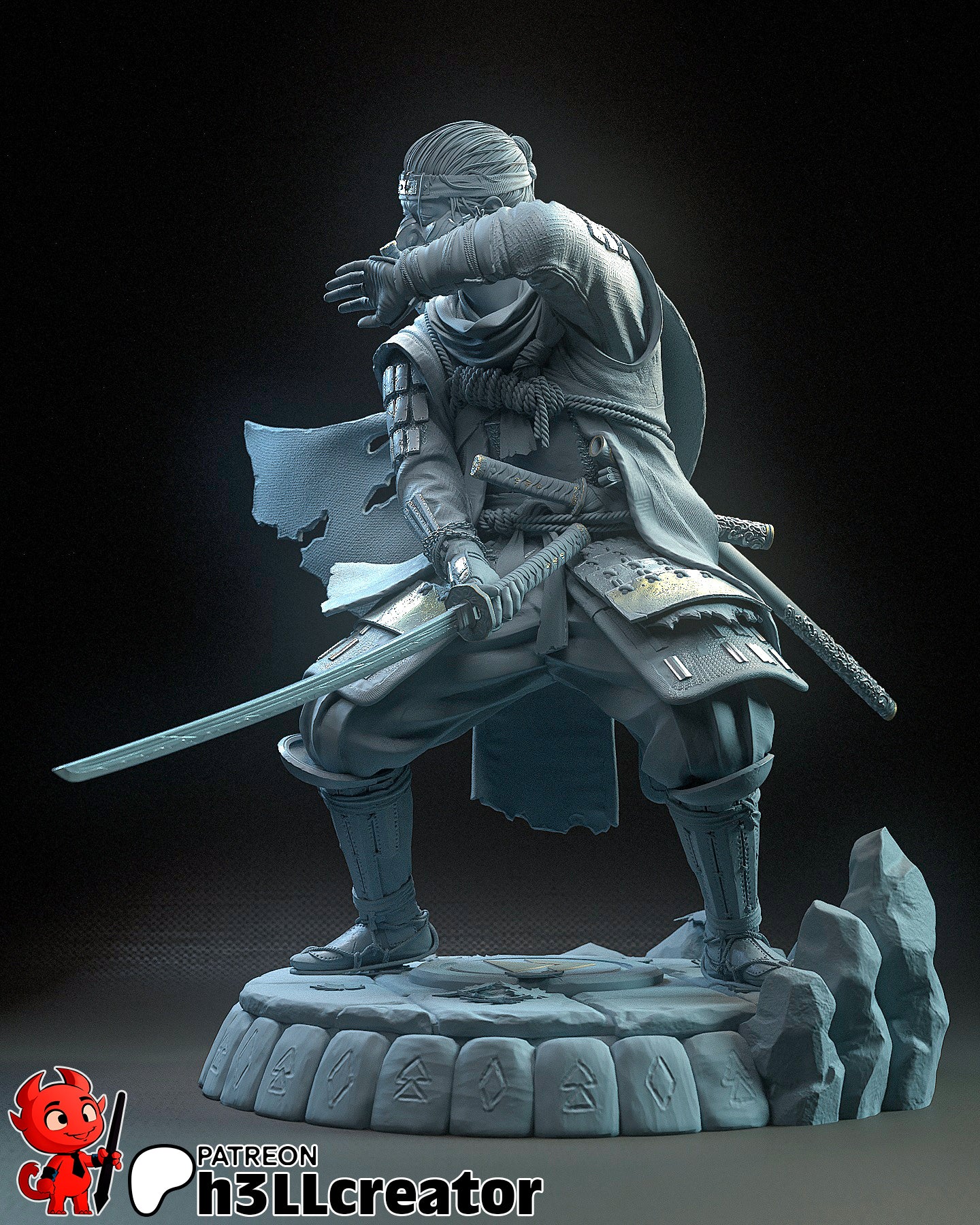 1:12 Shadowed Samurai | Resin Garage Kit Figure Game Fan Art | h3LL creator
