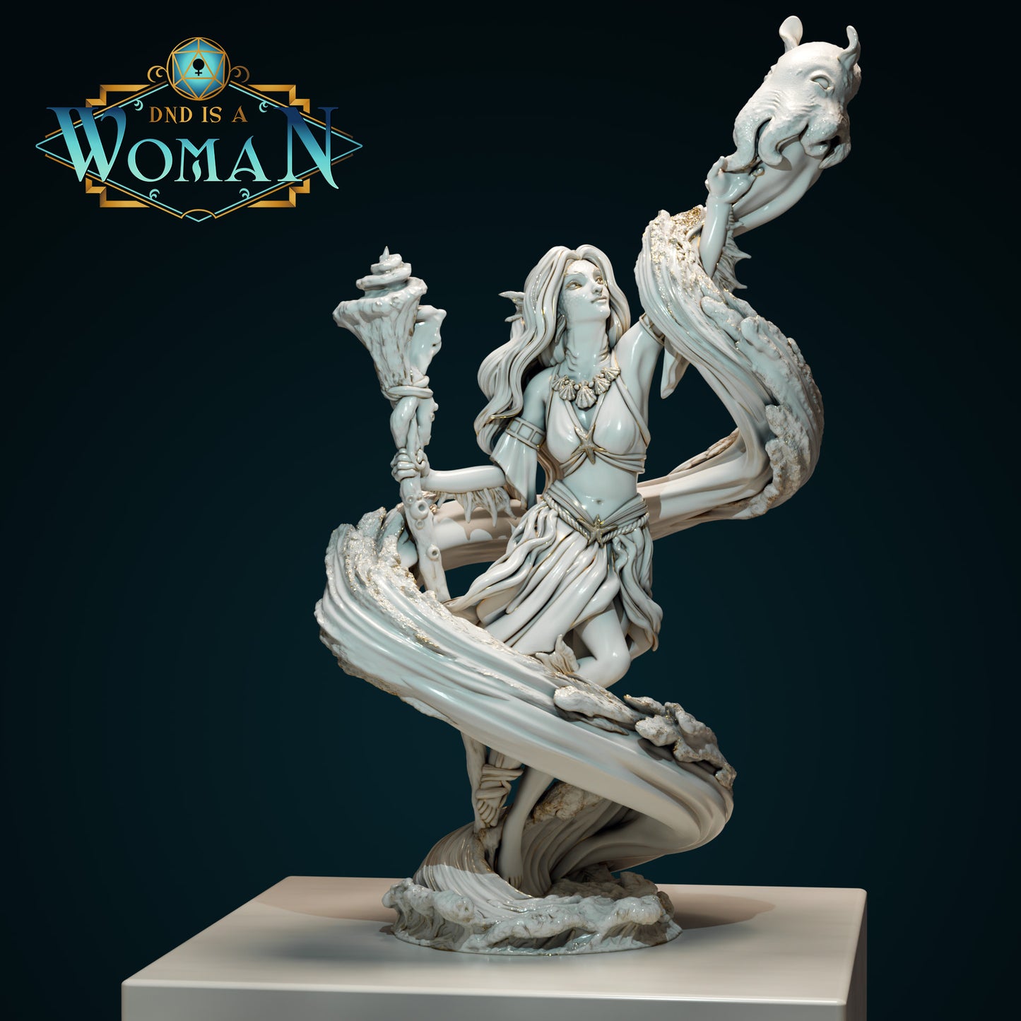 Triton Druid, Kailani & Koko | D&D TTRPG Miniature | DnD Is A Woman | NO BASE