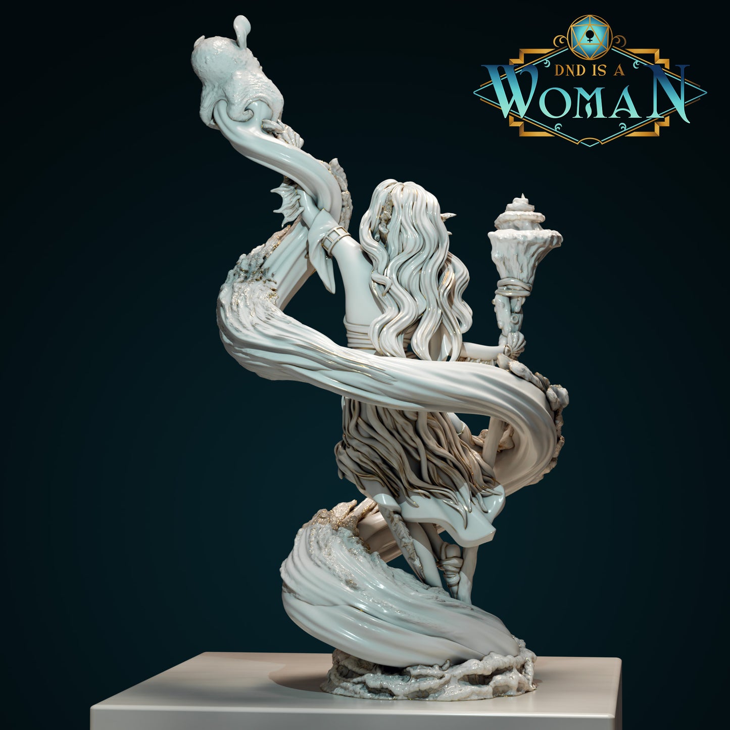 Triton Druid, Kailani & Koko | D&D TTRPG Miniature | DnD Is A Woman | NO BASE