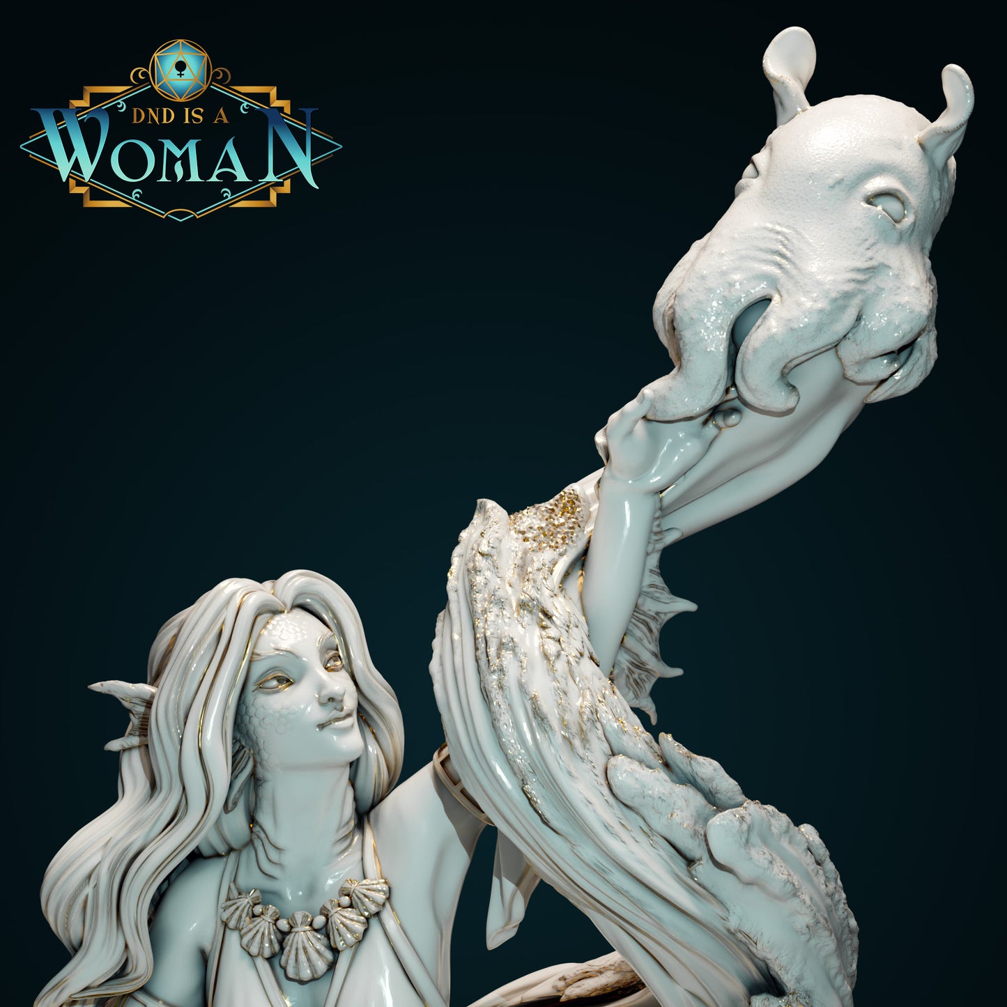 Triton Druid, Kailani & Koko | D&D TTRPG Miniature | DnD Is A Woman | NO BASE