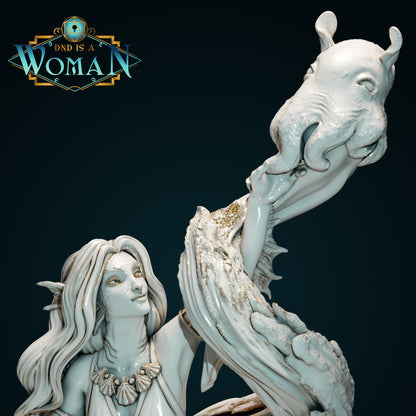 Triton Druid, Kailani & Koko | D&D TTRPG Miniature | DnD Is A Woman | NO BASE