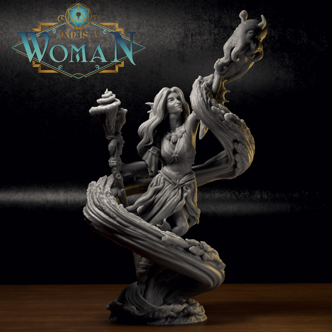 Triton Druid, Kailani & Koko | D&D TTRPG Miniature | DnD Is A Woman | NO BASE