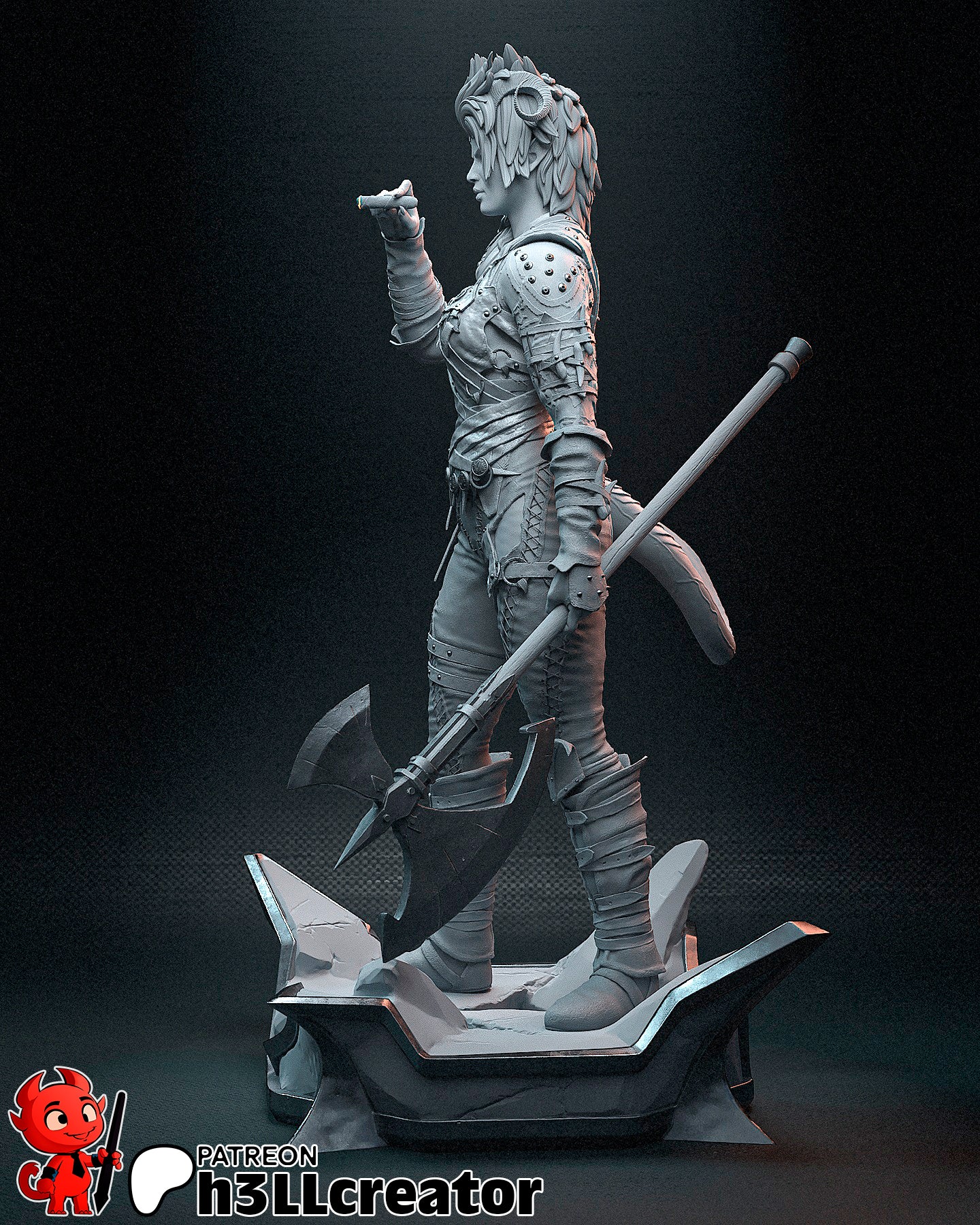 1:12 Infernal Barbarian | Resin Garage Kit Figure Game Fan Art | h3LL creator