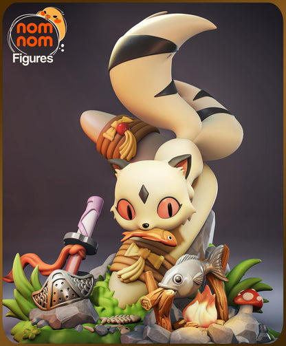 Resin garage kit figure of a chibi demon kitty cat from Tattles Told 3D, featuring anime fan art style, in vibrant colors.