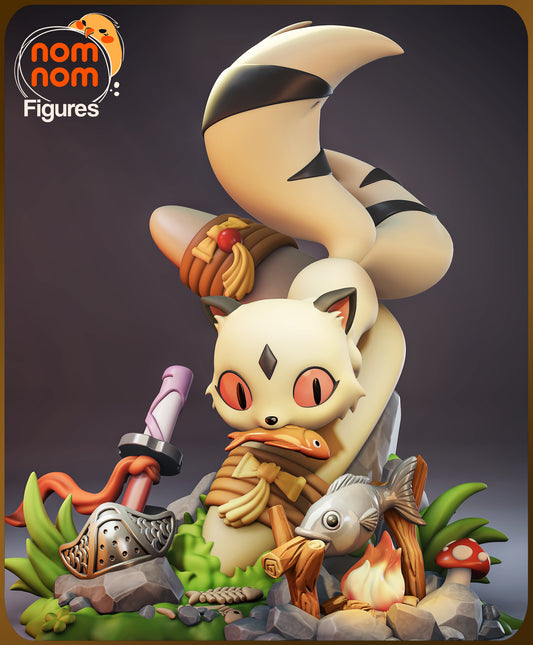 Resin garage kit figure of a chibi demon kitty cat from Tattles Told 3D, featuring anime fan art style, in vibrant colors.