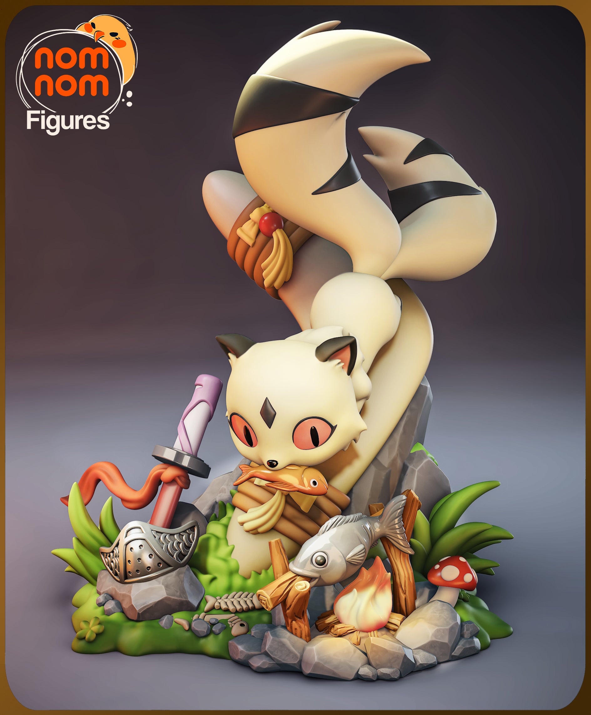 Resin garage kit figure of a chibi demon kitty cat by Tattles Told 3D, featuring a cute anime-inspired design.