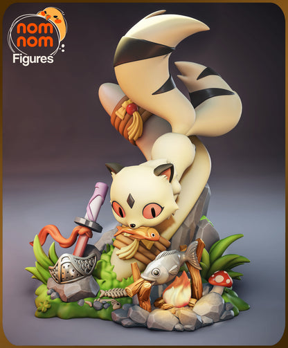 Resin garage kit figure of a chibi demon kitty cat by Tattles Told 3D, featuring a cute anime-inspired design.