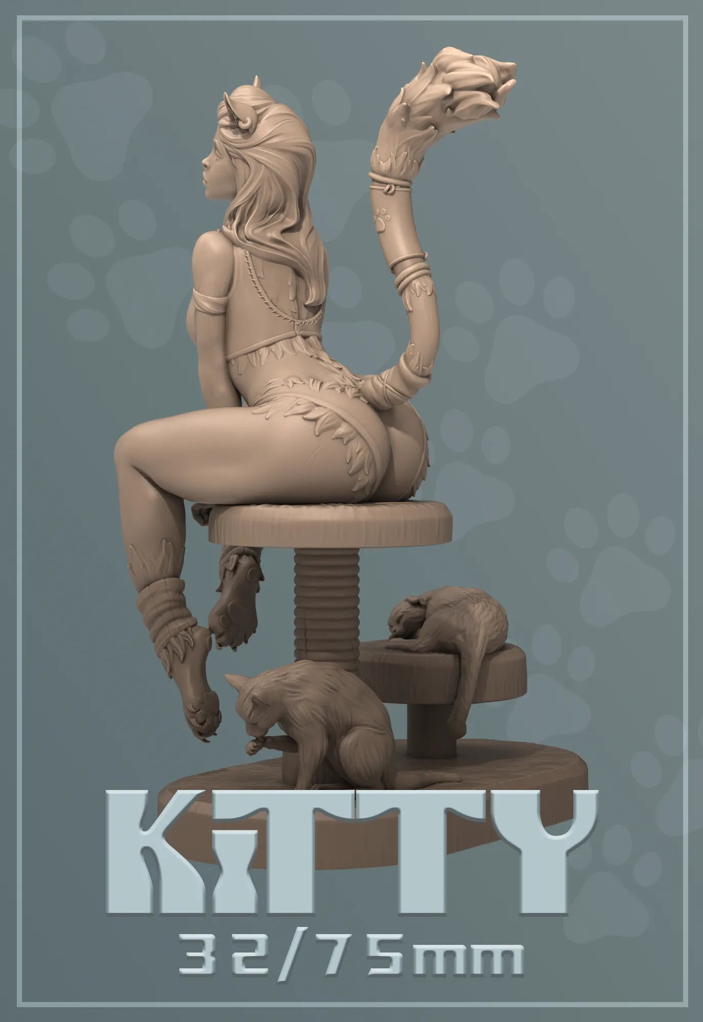 Kitty | Tabletop or Display Scale | D&D TTRPG Fantasy Miniature | Dungeons and Maidens
