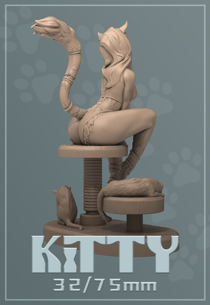 Kitty | Tabletop or Display Scale | D&D TTRPG Fantasy Miniature | Dungeons and Maidens