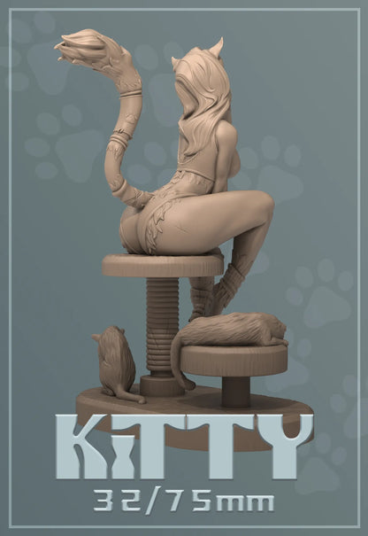 Kitty | Tabletop or Display Scale | D&D TTRPG Fantasy Miniature | Dungeons and Maidens