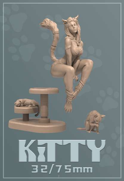 Kitty | Tabletop or Display Scale | D&D TTRPG Fantasy Miniature | Dungeons and Maidens