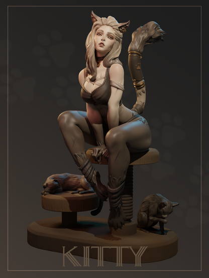 Kitty | Tabletop or Display Scale | D&D TTRPG Fantasy Miniature | Dungeons and Maidens