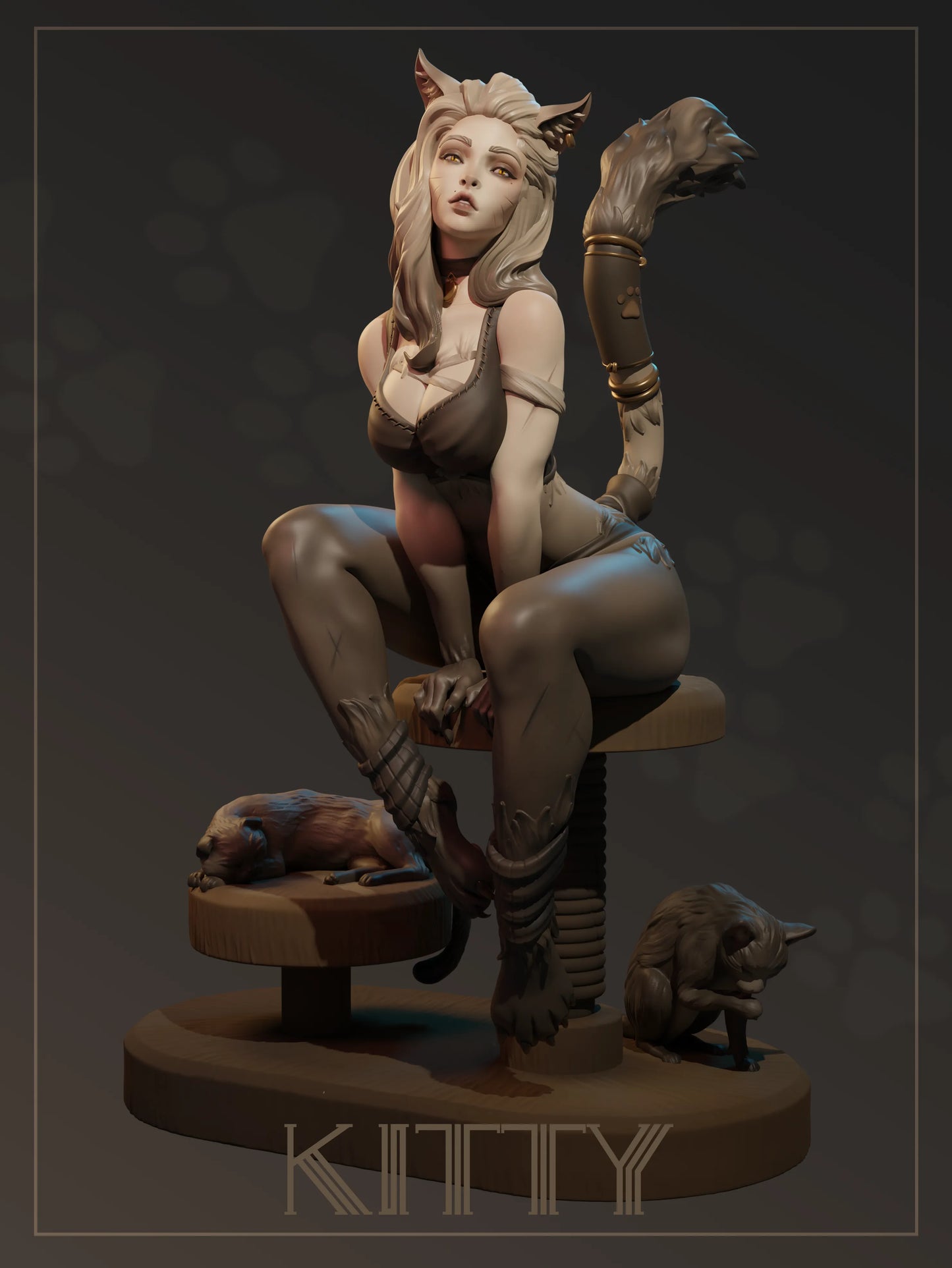 Kitty | Tabletop or Display Scale | D&D TTRPG Fantasy Miniature | Dungeons and Maidens