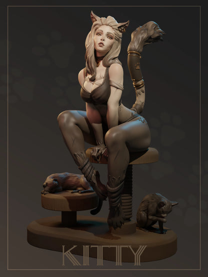 Kitty | Tabletop or Display Scale | D&D TTRPG Fantasy Miniature | Dungeons and Maidens