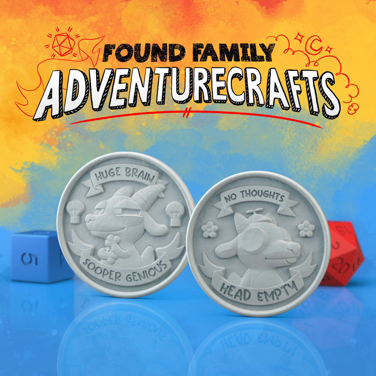 Kobold Concentration Tracker Choice Coin, Head Empty, Sooper Genious | D&D TTRPG Game Accessory | Found Family Adventurecrafts