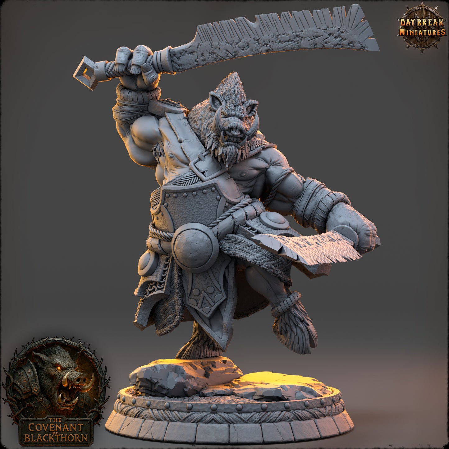 Boar Folk - The Covenant of Blackthorn | Tabletop or Display Scale | D&D Mini | Daybreak Miniatures
