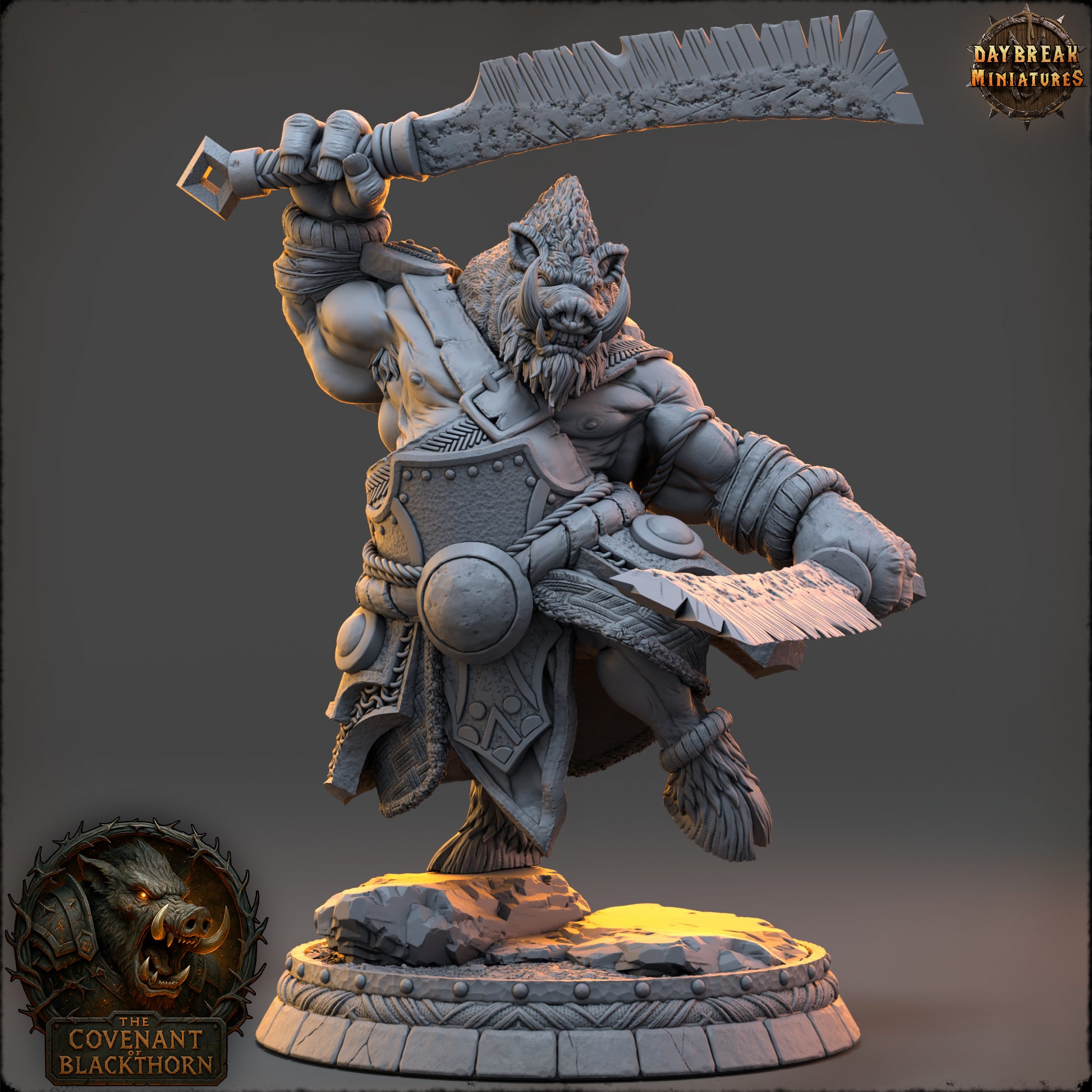 Boar Folk - The Covenant of Blackthorn | Tabletop or Display Scale | D&D Mini | Daybreak Miniatures