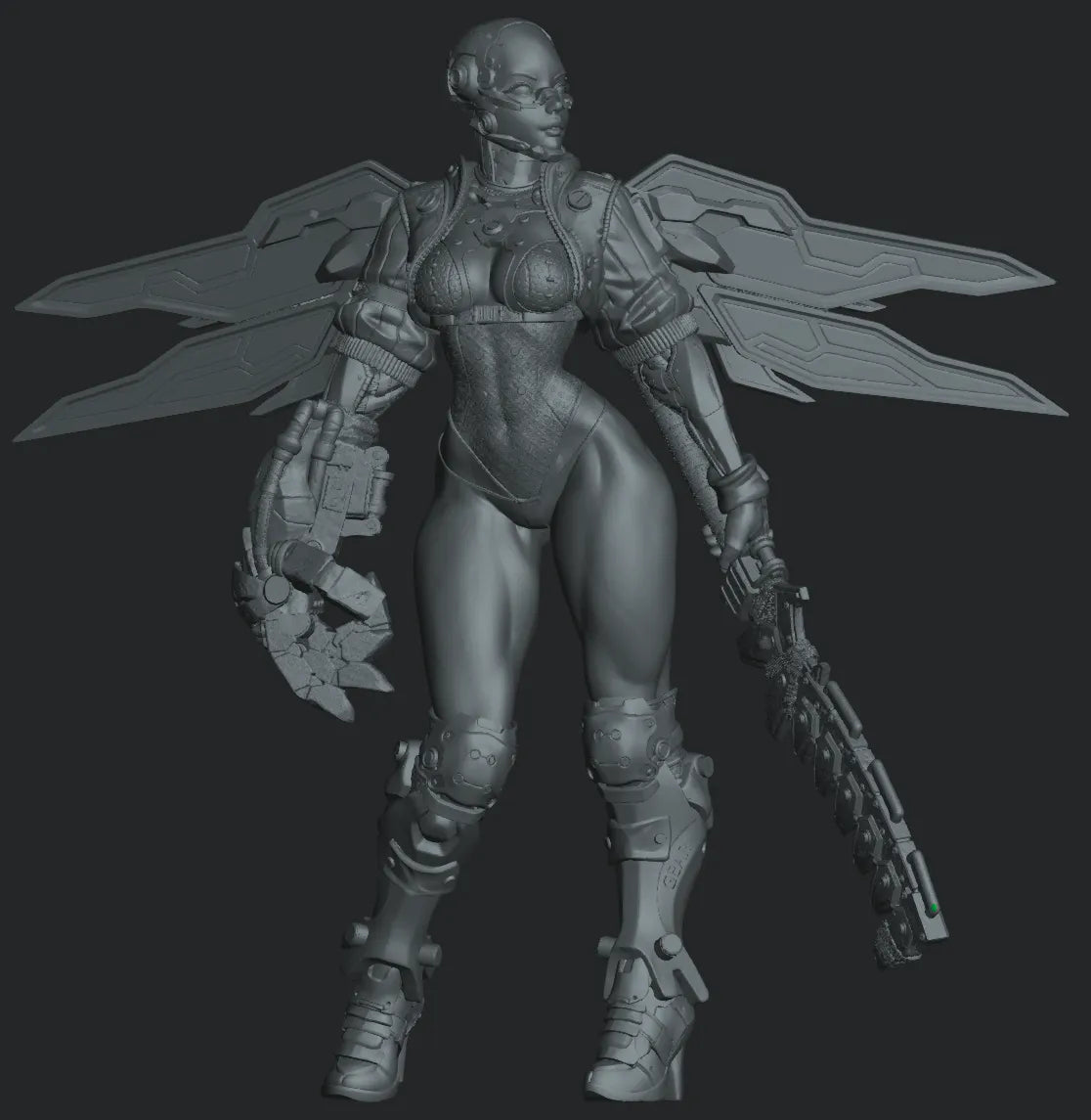 Teska Ai, Cyberpunk Soldier | Pin Up D&D TTRPG Miniature | Hardwitch Games