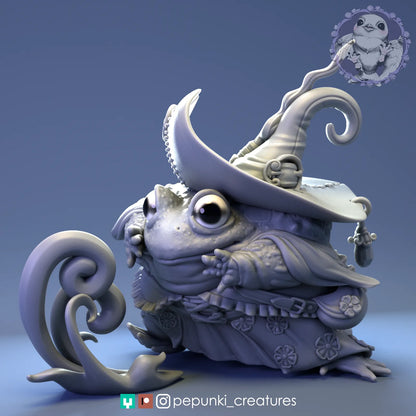 Bullfrog Wizardess | Tabletop or Display Scale | D&D Humblewood TTRPG Miniature | Pepunki Creatures
