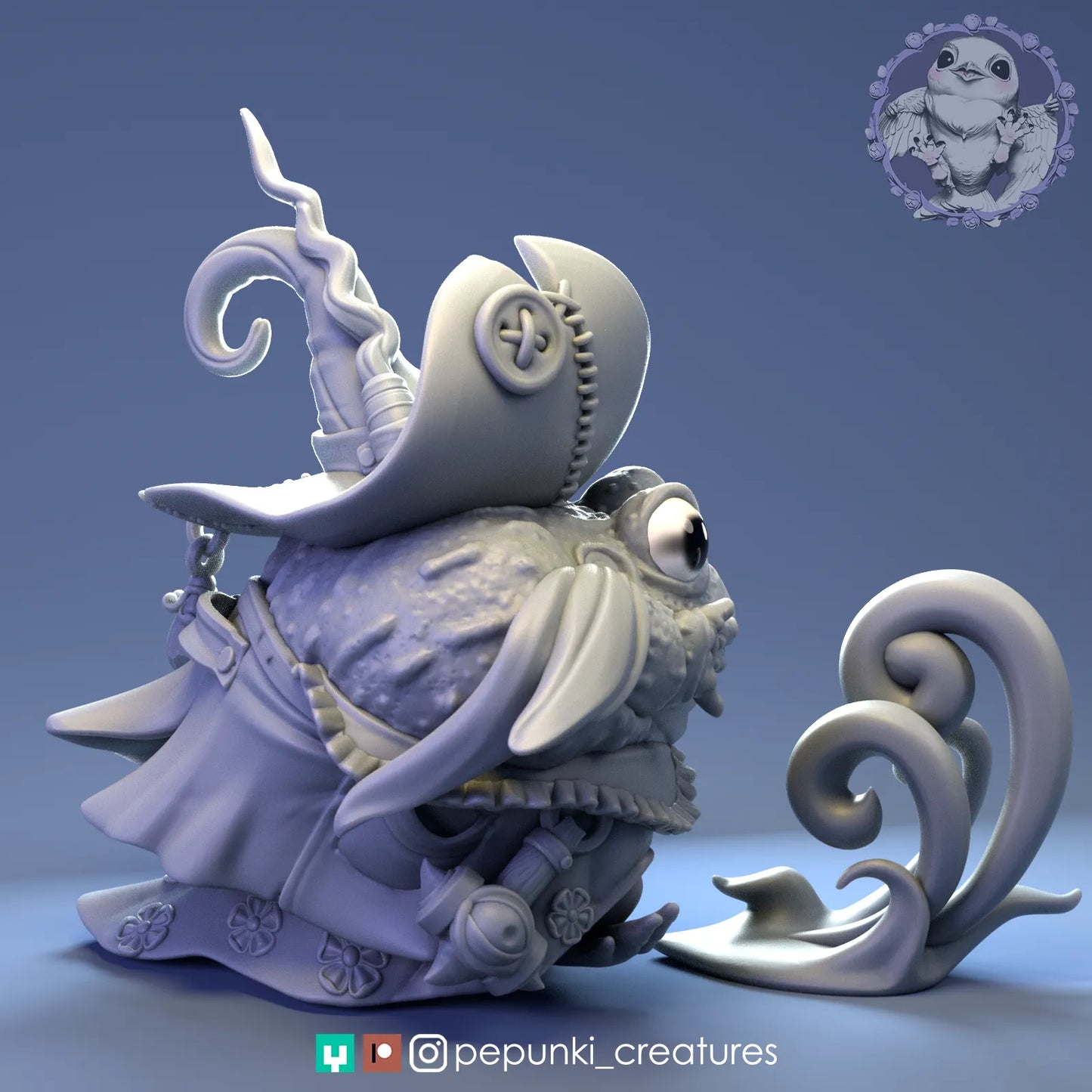 Bullfrog Wizardess | Tabletop or Display Scale | D&D Humblewood TTRPG Miniature | Pepunki Creatures