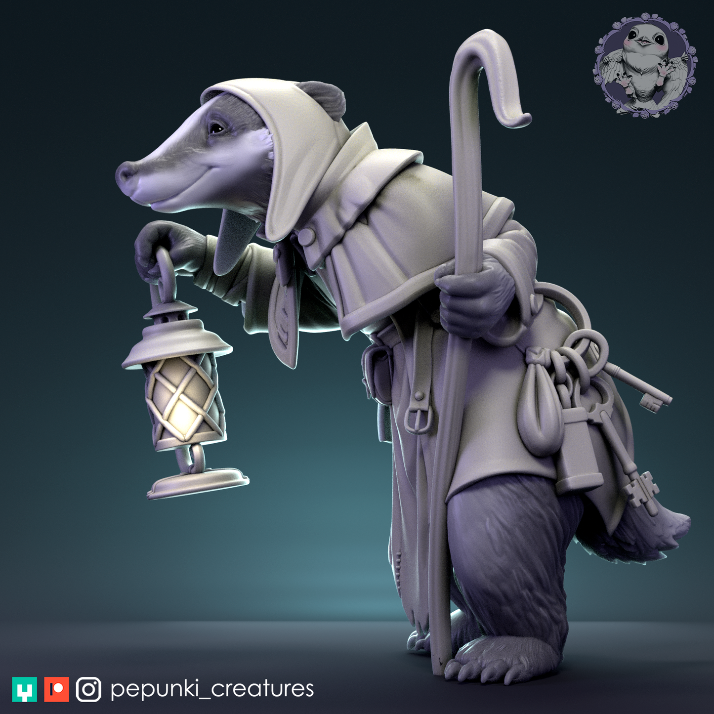 Ferry Badger | Tabletop or Display Scale | D&D Humblewood TTRPG Miniature | Pepunki Creatures