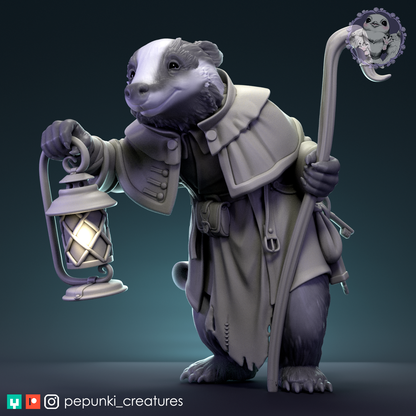 Ferry Badger | Tabletop or Display Scale | D&D Humblewood TTRPG Miniature | Pepunki Creatures