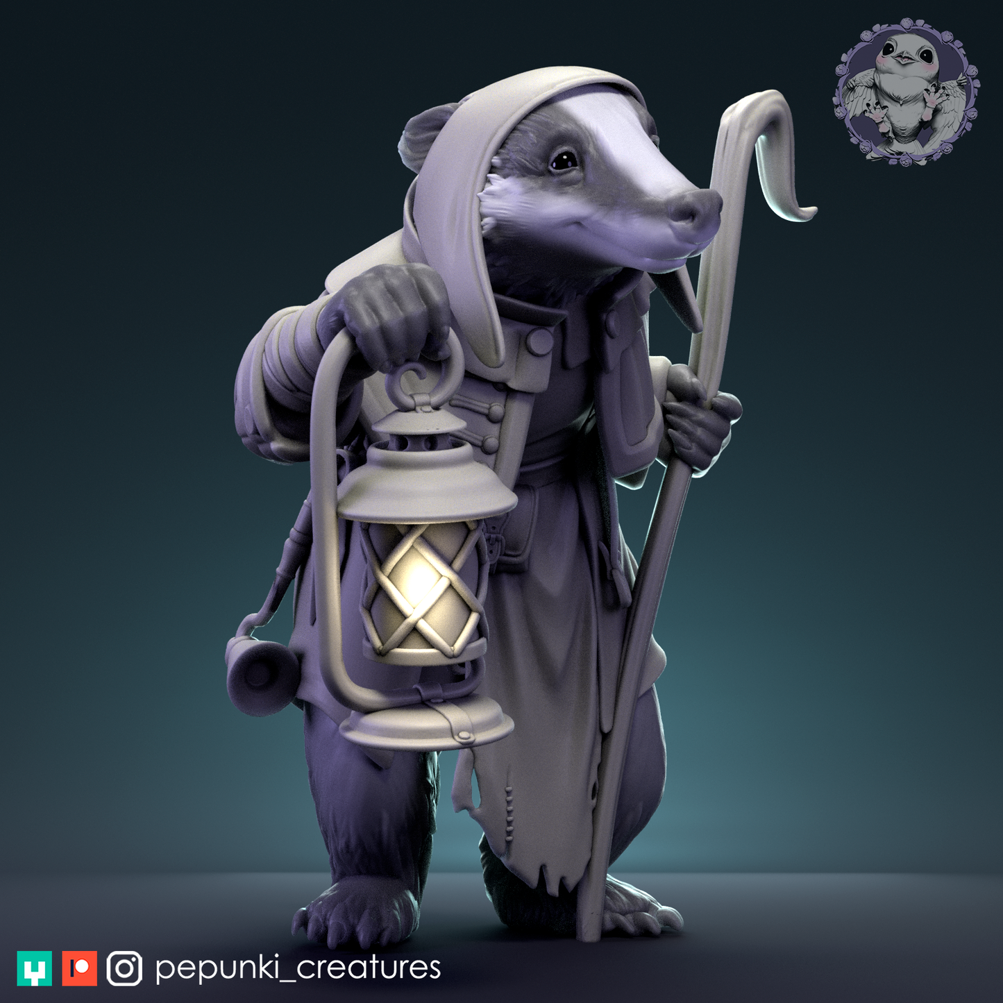 Ferry Badger | Tabletop or Display Scale | D&D Humblewood TTRPG Miniature | Pepunki Creatures