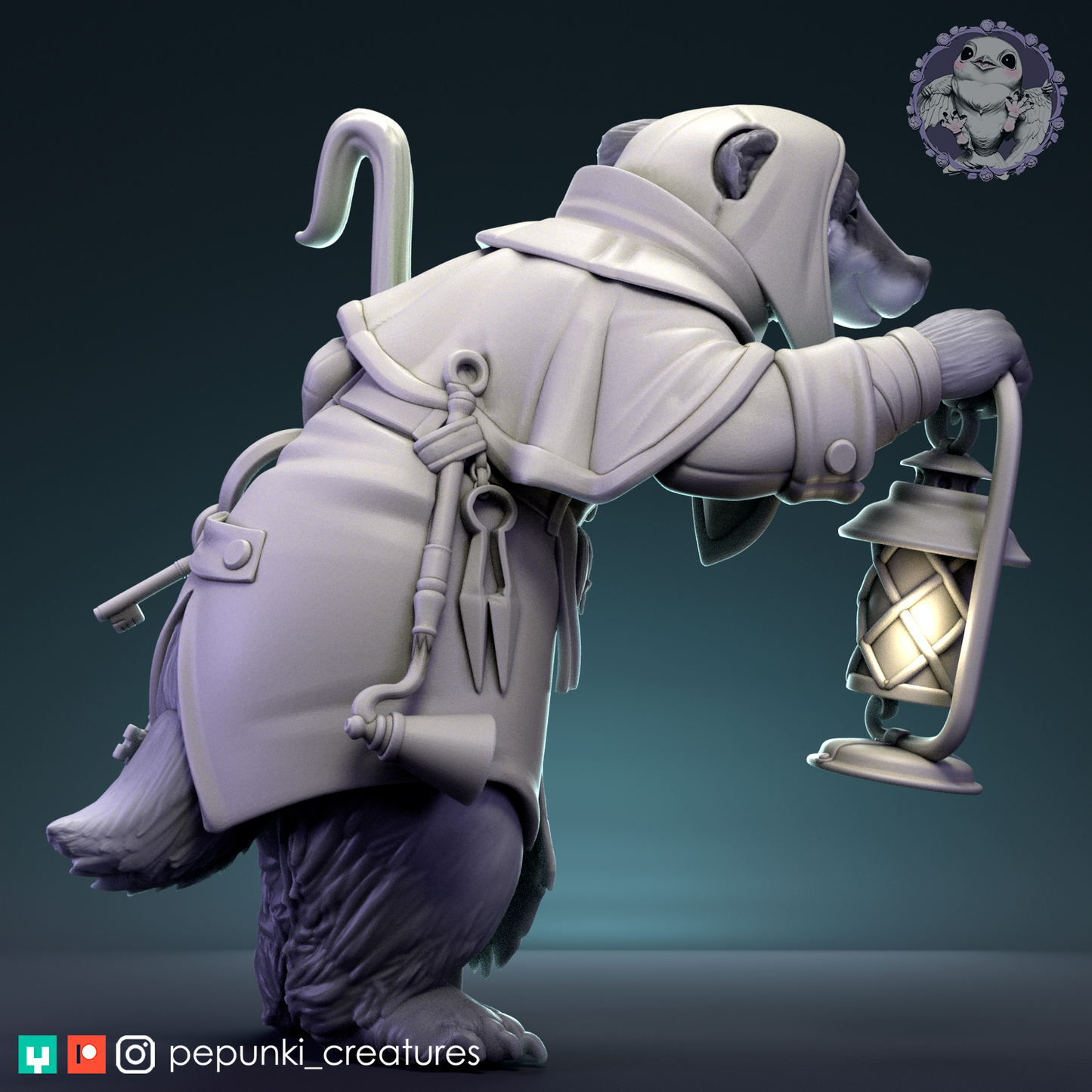 Ferry Badger | Tabletop or Display Scale | D&D Humblewood TTRPG Miniature | Pepunki Creatures