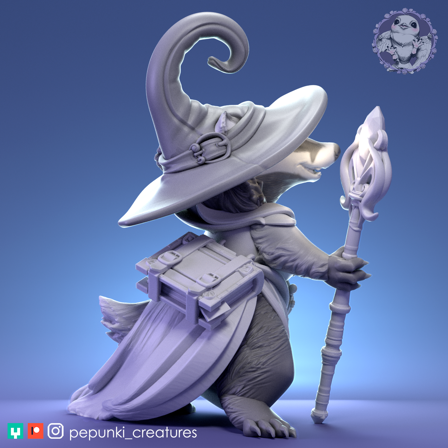 Lady Badger | Tabletop or Display Scale | D&D Humblewood TTRPG Miniature | Pepunki Creatures