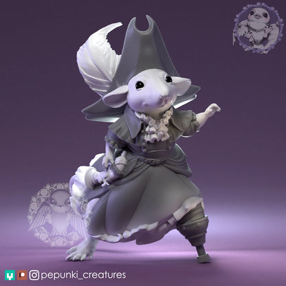 Parsley Rat, Pirate | Tabletop or Display Scale | D&D Humblewood TTRPG Miniature | Pepunki Creatures