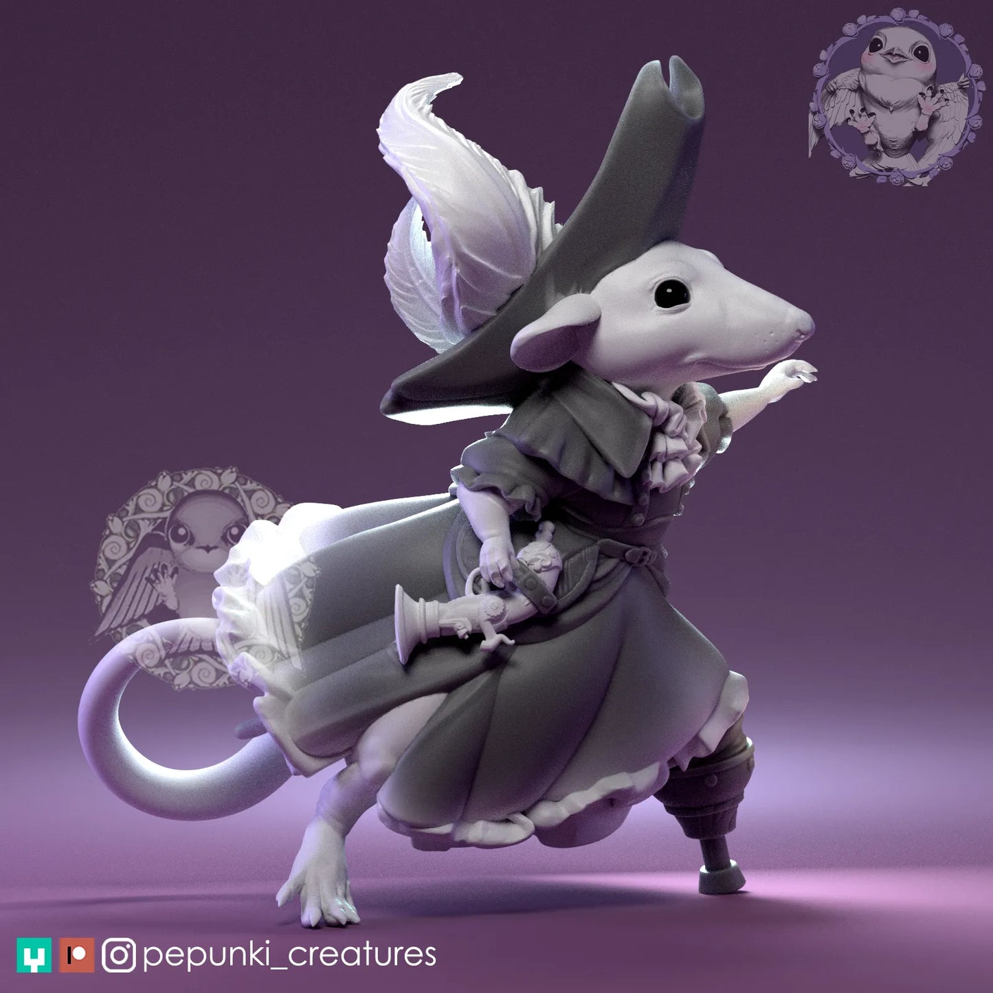 Parsley Rat, Pirate | Tabletop or Display Scale | D&D Humblewood TTRPG Miniature | Pepunki Creatures