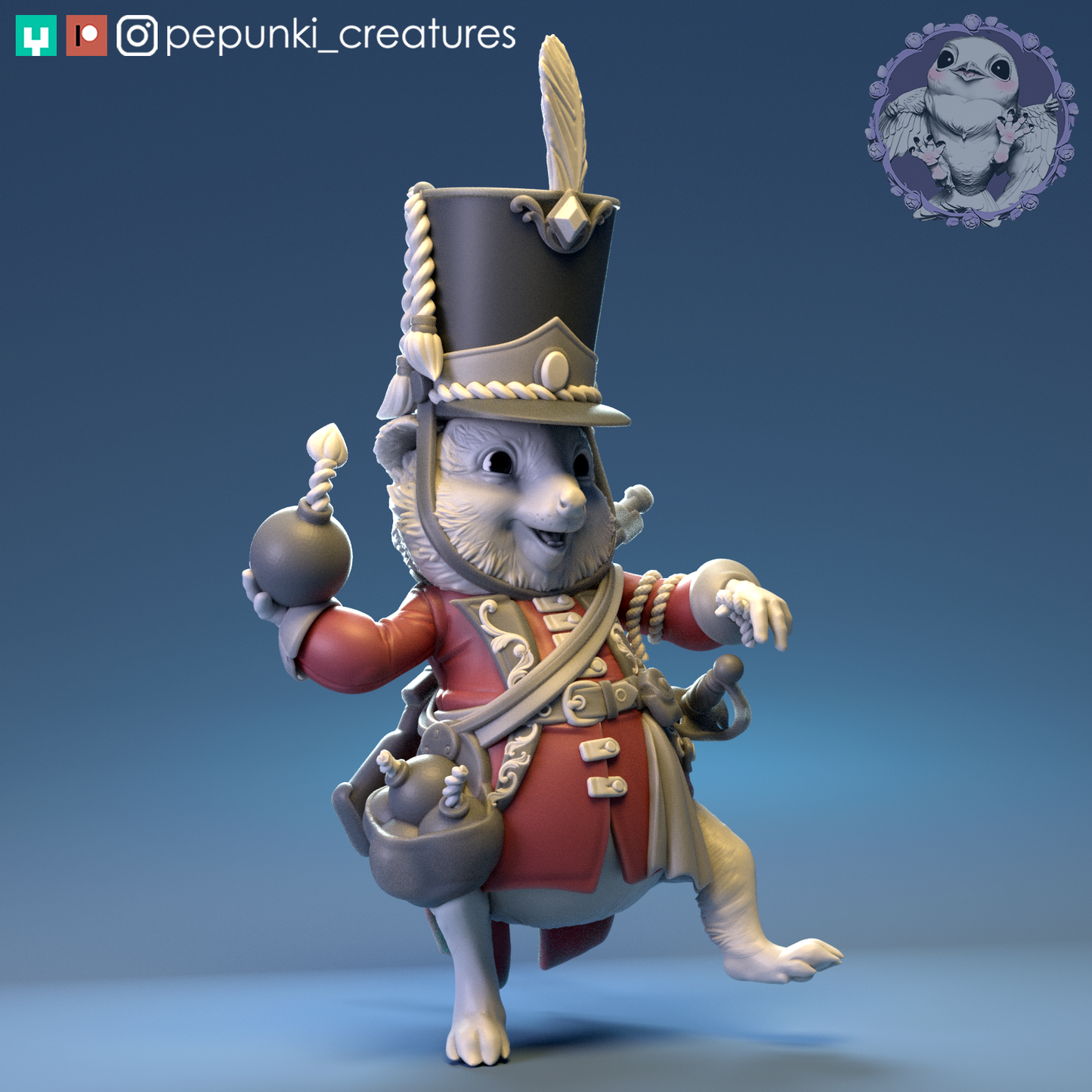 Quokka Grenadier | Tabletop or Display Scale | D&D Humblewood TTRPG Miniature | Pepunki Creatures