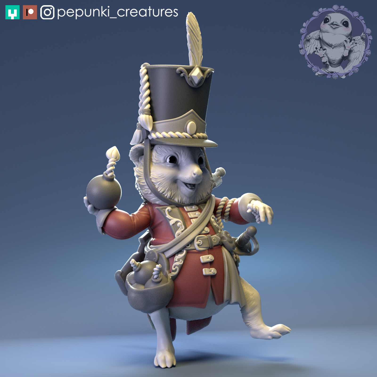 Quokka Grenadier | Tabletop or Display Scale | D&D Humblewood TTRPG Miniature | Pepunki Creatures