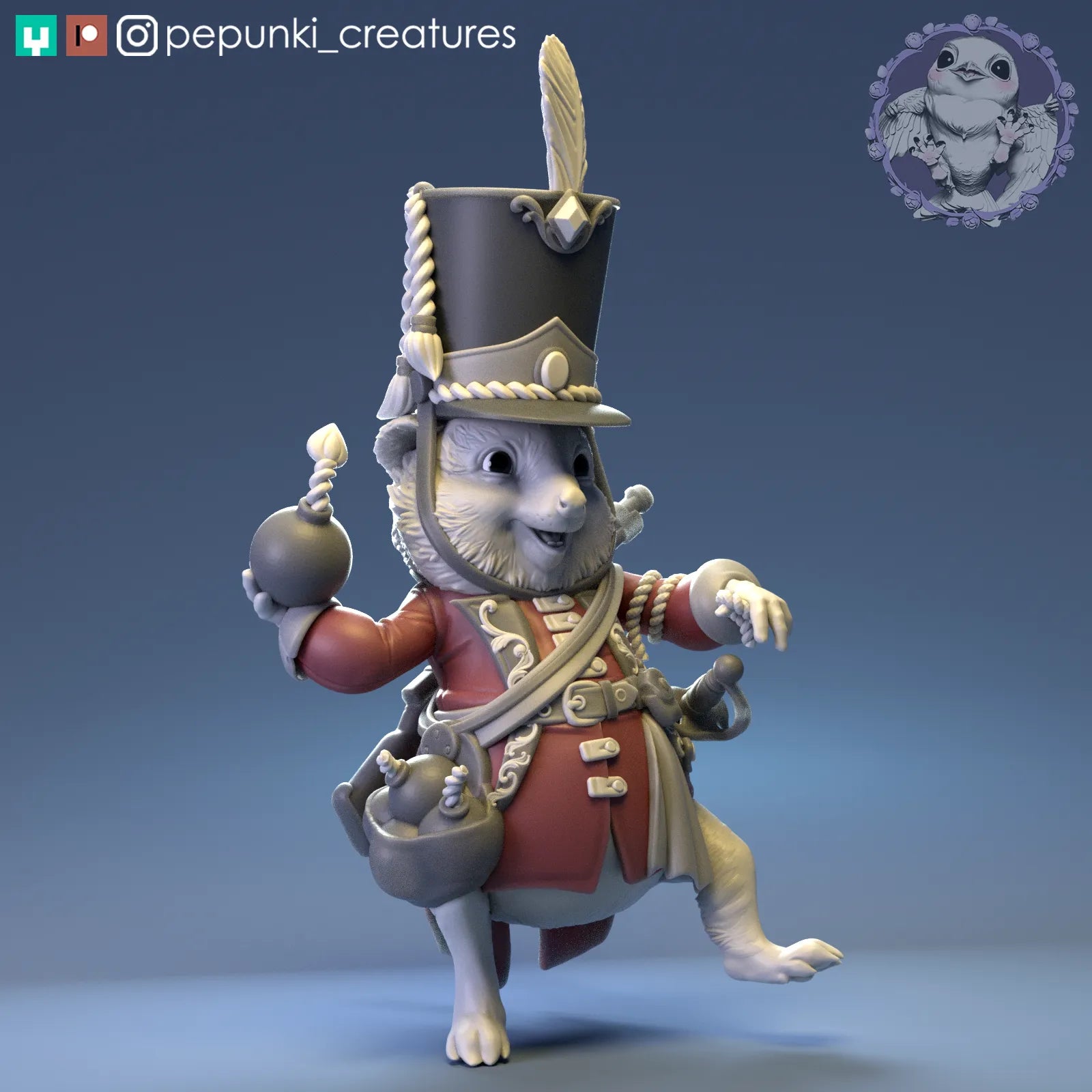 Quokka Grenadier | Tabletop or Display Scale | D&D Humblewood TTRPG Miniature | Pepunki Creatures