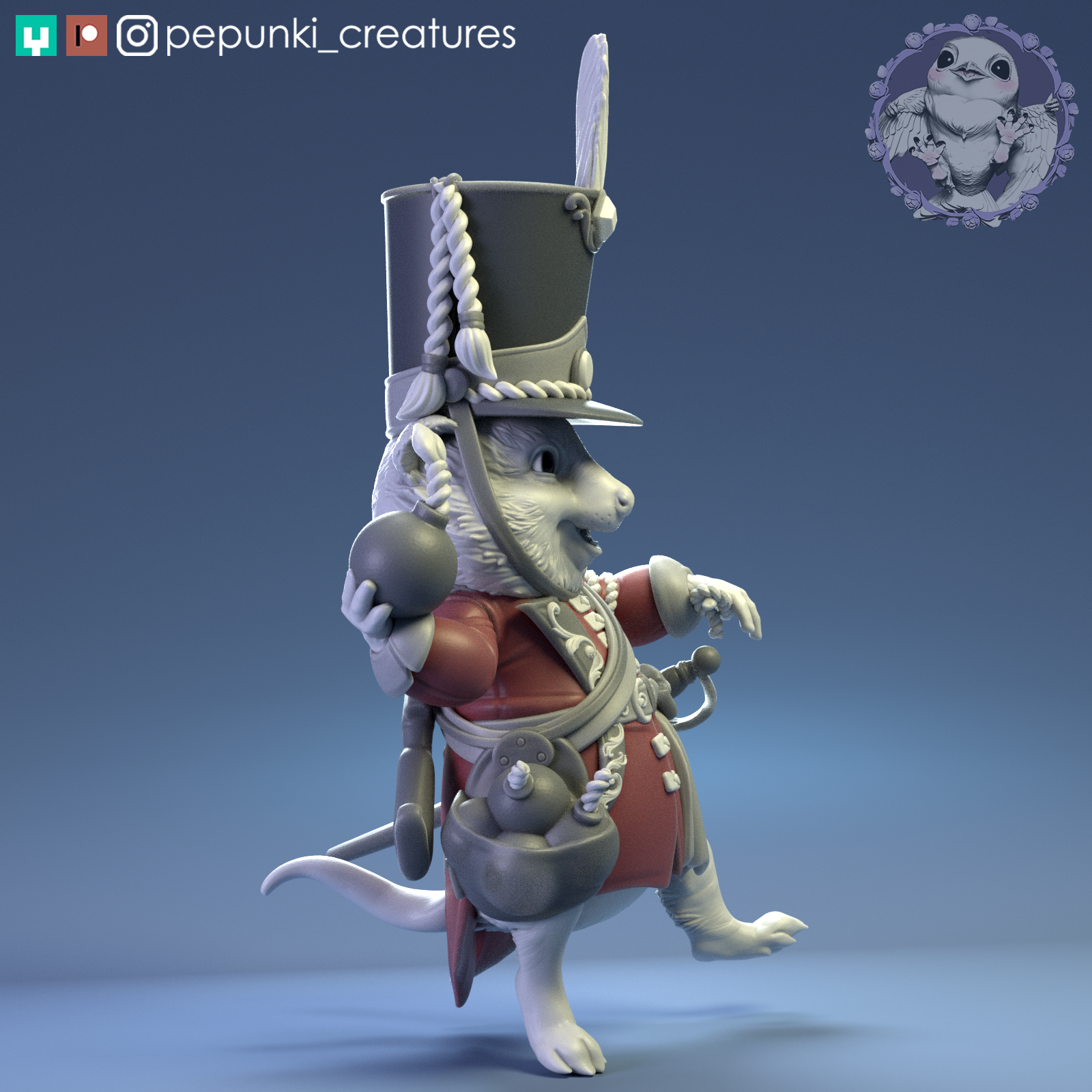Quokka Grenadier | Tabletop or Display Scale | D&D Humblewood TTRPG Miniature | Pepunki Creatures