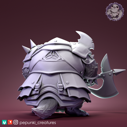 Warrior Badger | Tabletop or Display Scale | D&D Humblewood TTRPG Miniature | Pepunki Creatures