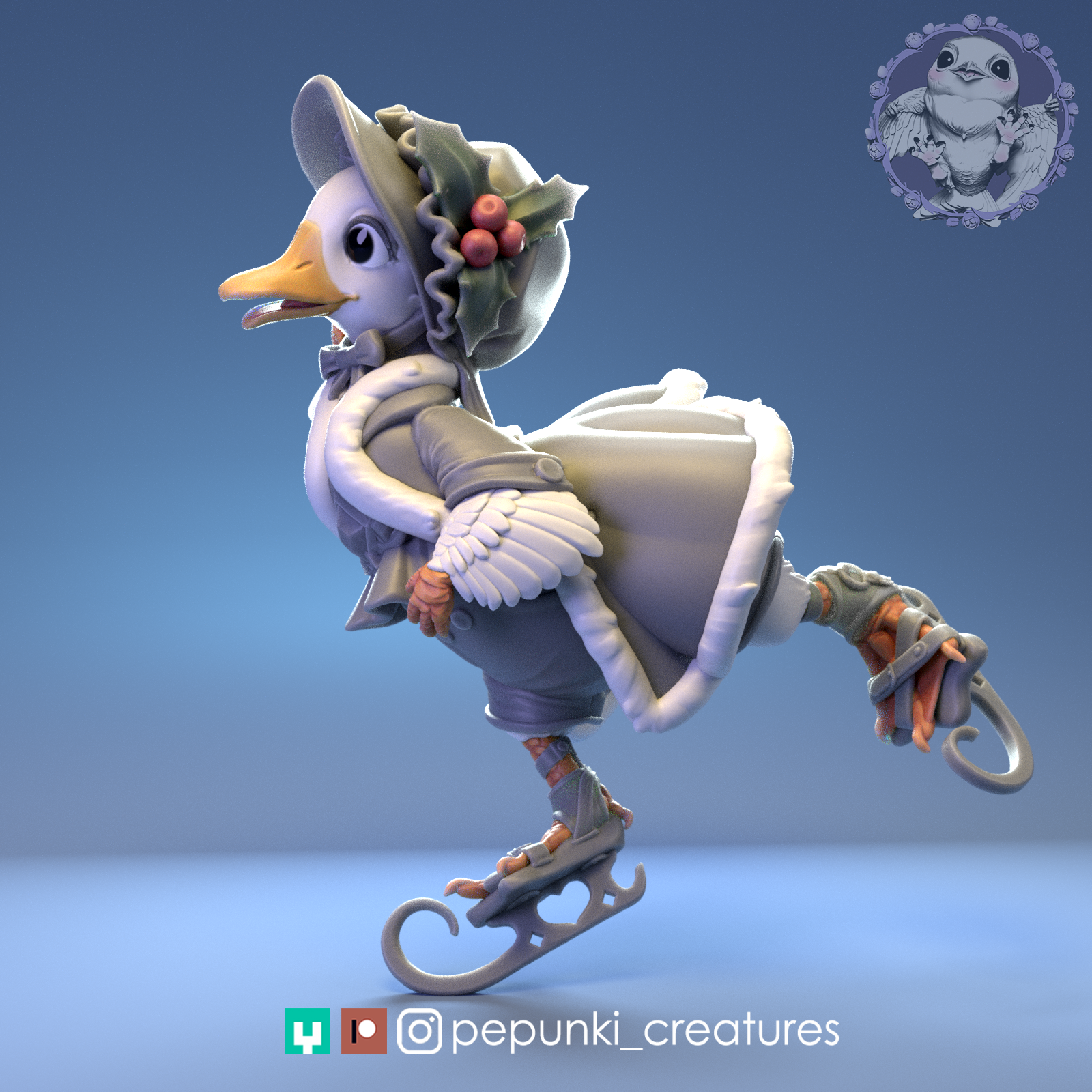 Duck Skates | Tabletop or Display Scale | D&D Humblewood TTRPG Miniature | Pepunki Creatures