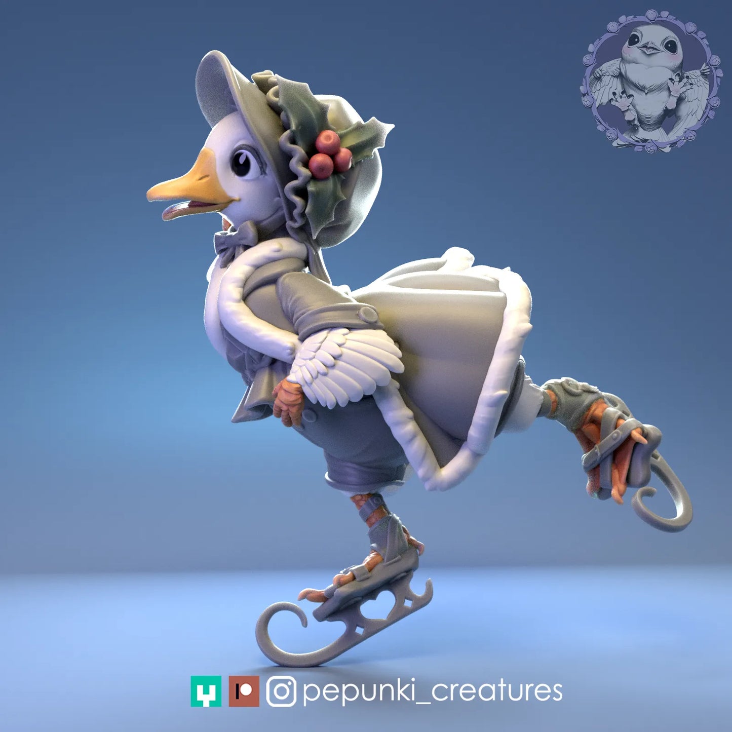 Duck Skates | Tabletop or Display Scale | D&D Humblewood TTRPG Miniature | Pepunki Creatures