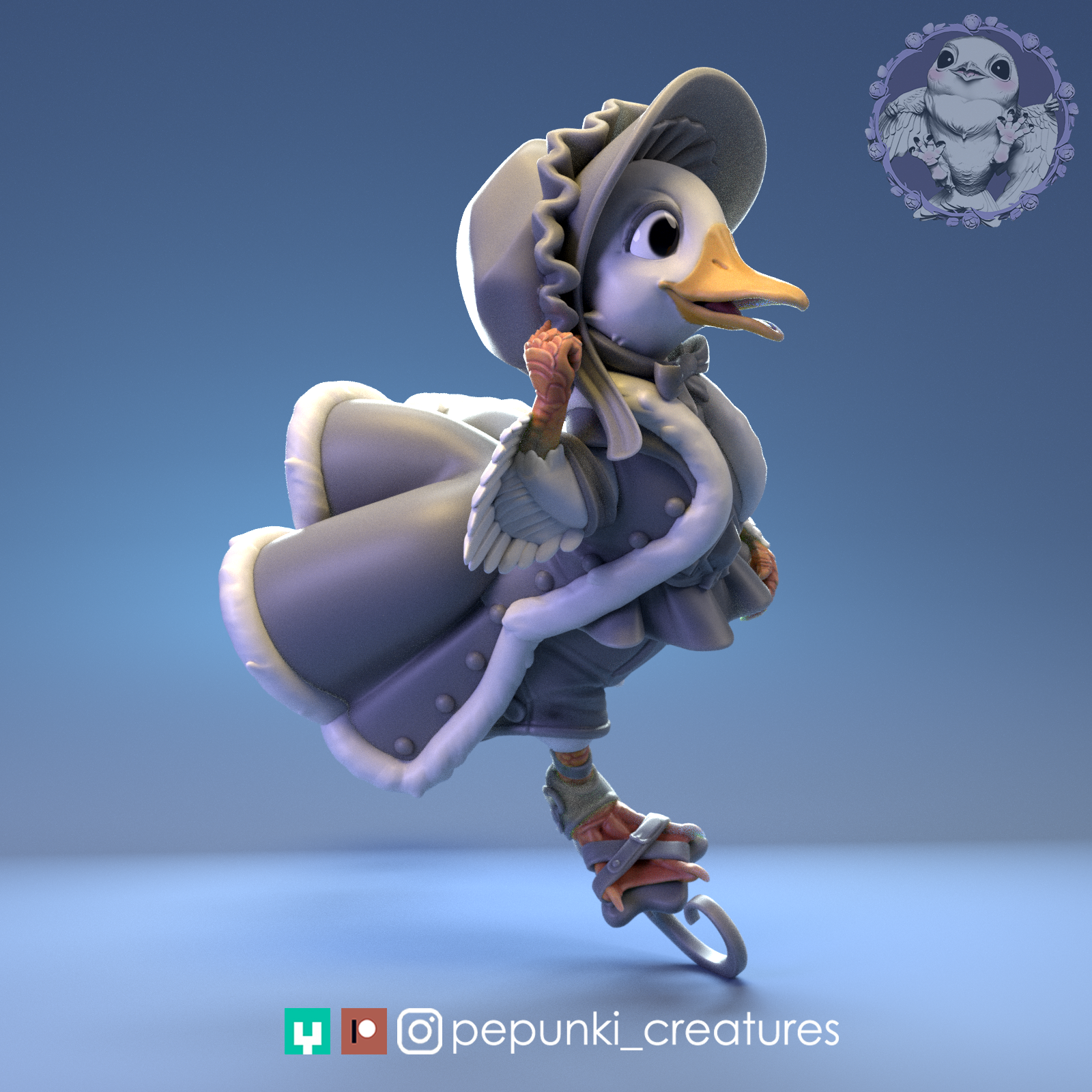 Duck Skates | Tabletop or Display Scale | D&D Humblewood TTRPG Miniature | Pepunki Creatures