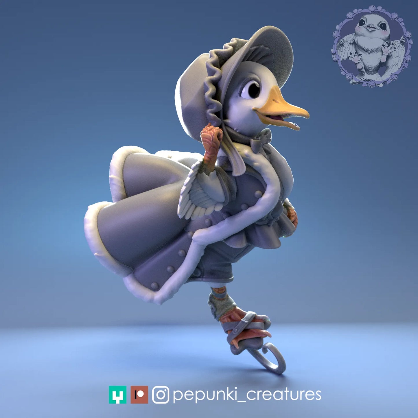 Duck Skates | Tabletop or Display Scale | D&D Humblewood TTRPG Miniature | Pepunki Creatures