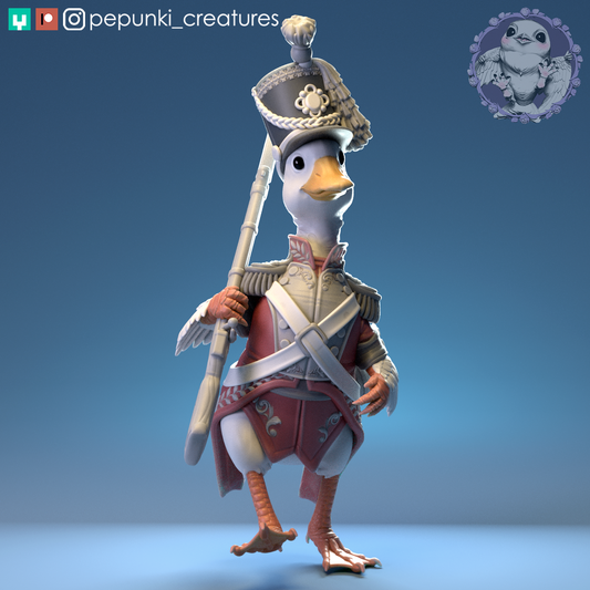 Duck Soldier | Tabletop or Display Scale | D&D Humblewood TTRPG Miniature | Pepunki Creatures