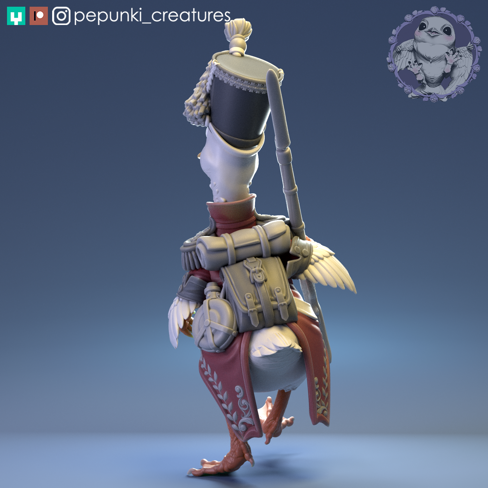 Duck Soldier | Tabletop or Display Scale | D&D Humblewood TTRPG Miniature | Pepunki Creatures