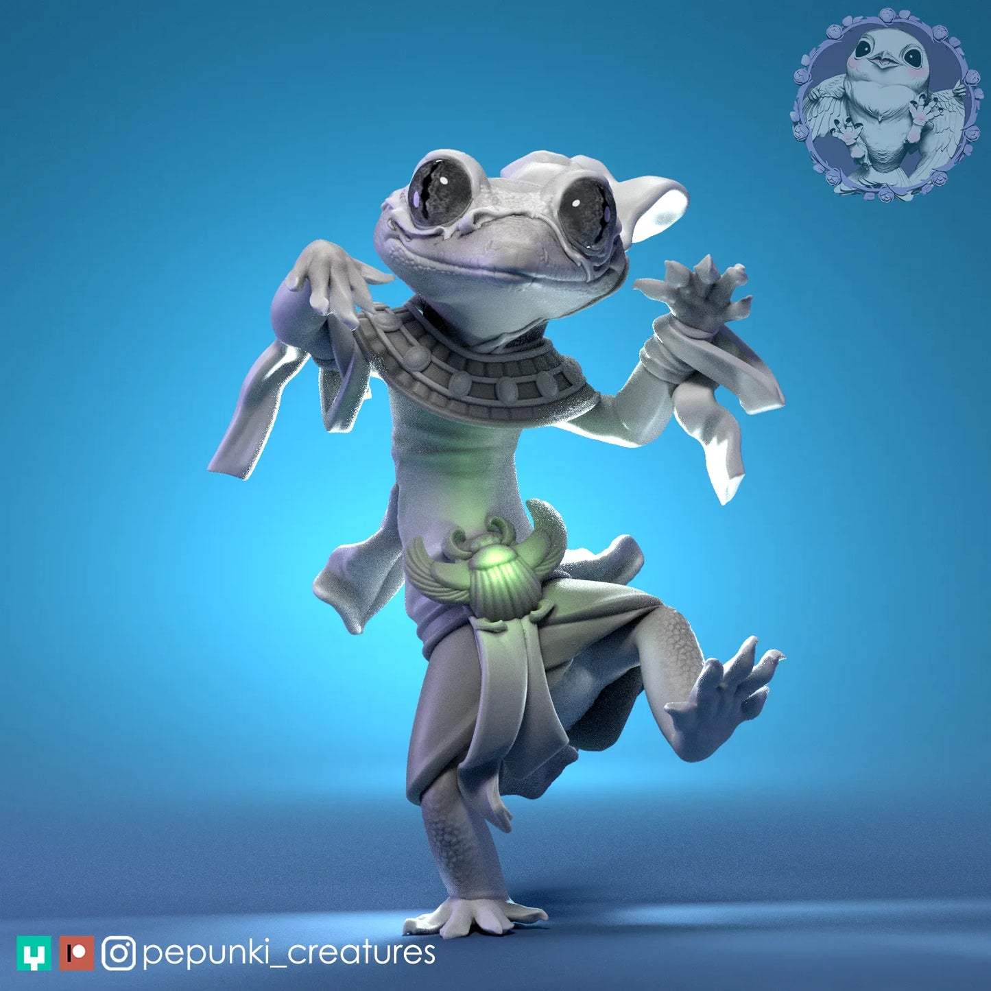 Gecko Mummy | Tabletop or Display Scale | D&D Humblewood TTRPG Miniature | Pepunki Creatures