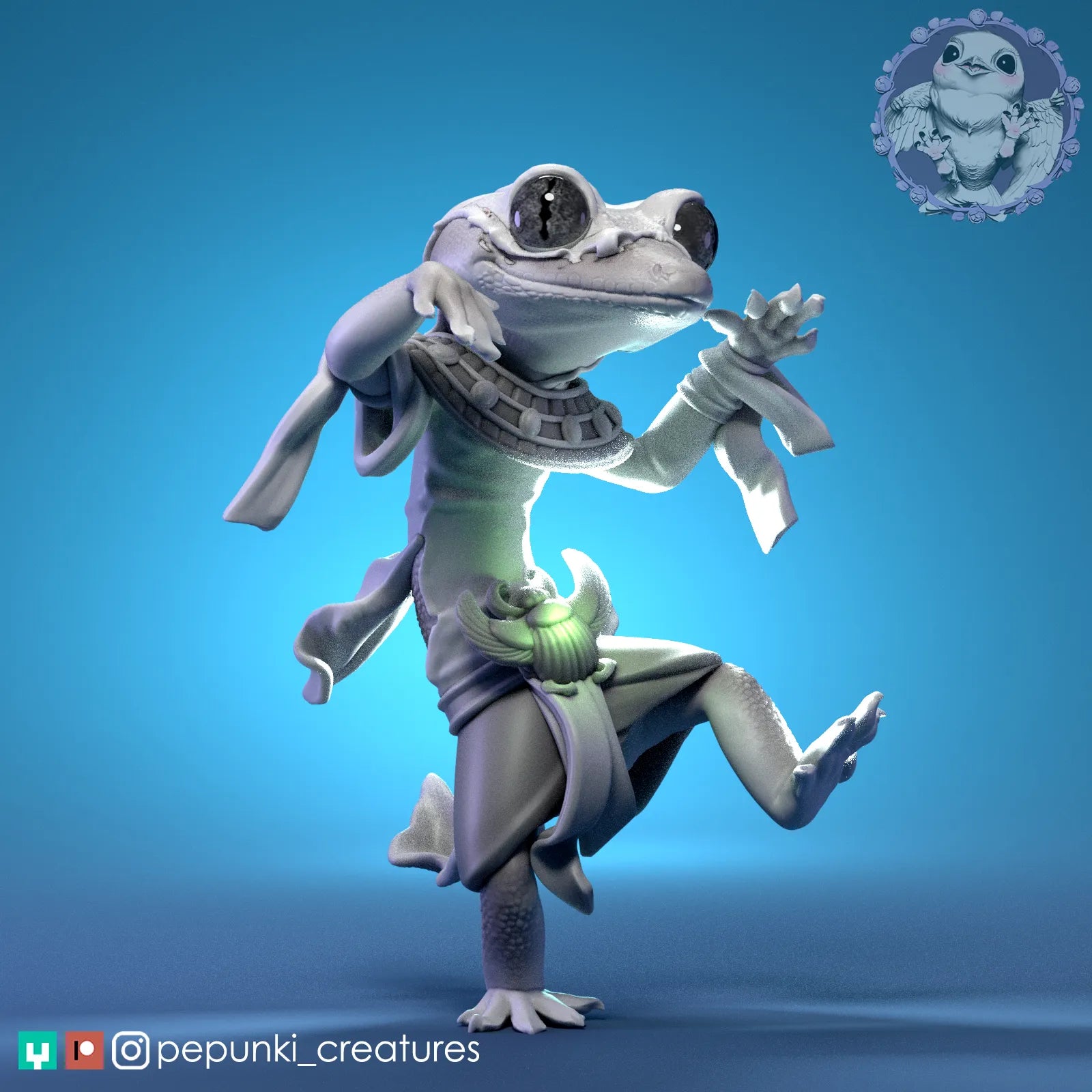 Gecko Mummy | Tabletop or Display Scale | D&D Humblewood TTRPG Miniature | Pepunki Creatures