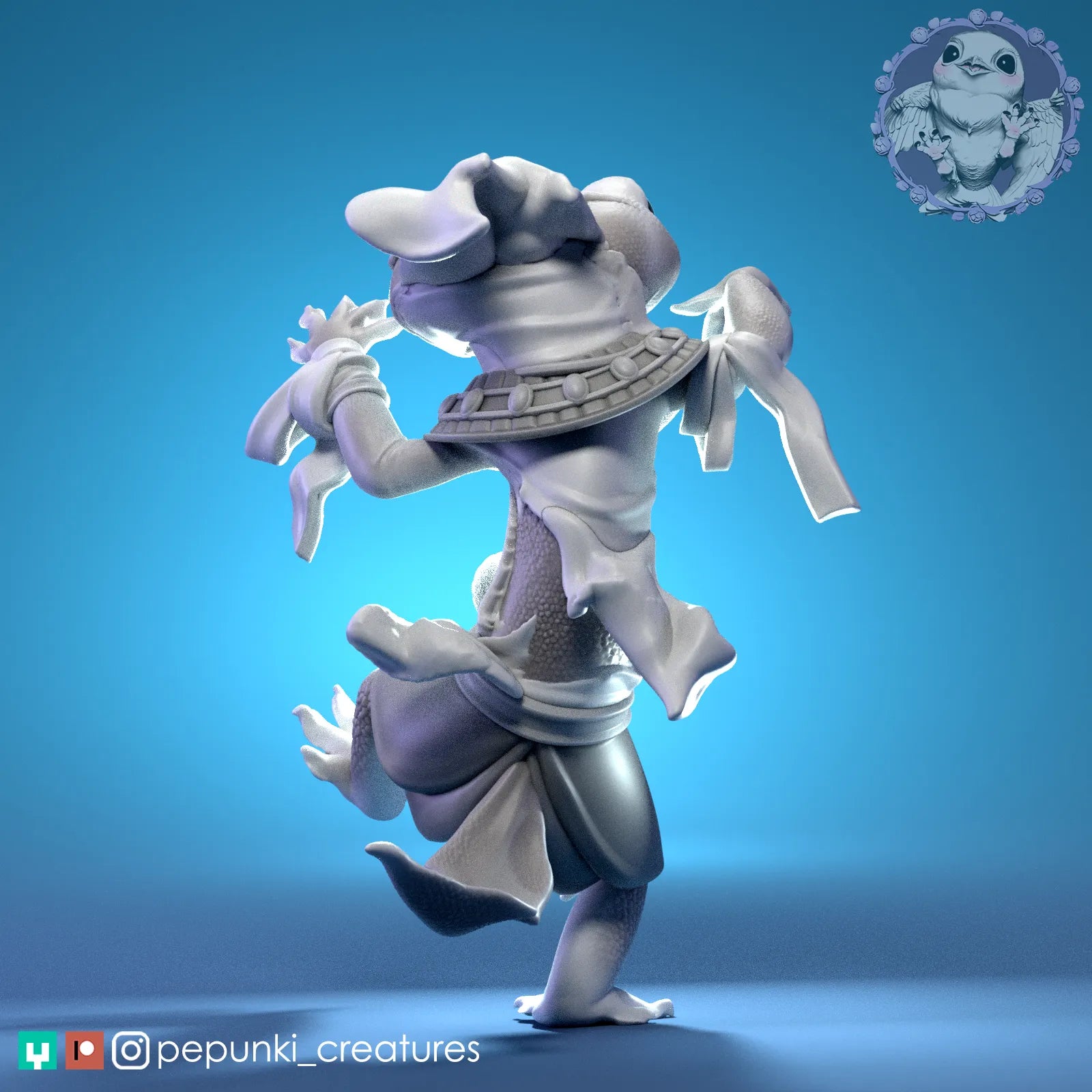 Gecko Mummy | Tabletop or Display Scale | D&D Humblewood TTRPG Miniature | Pepunki Creatures