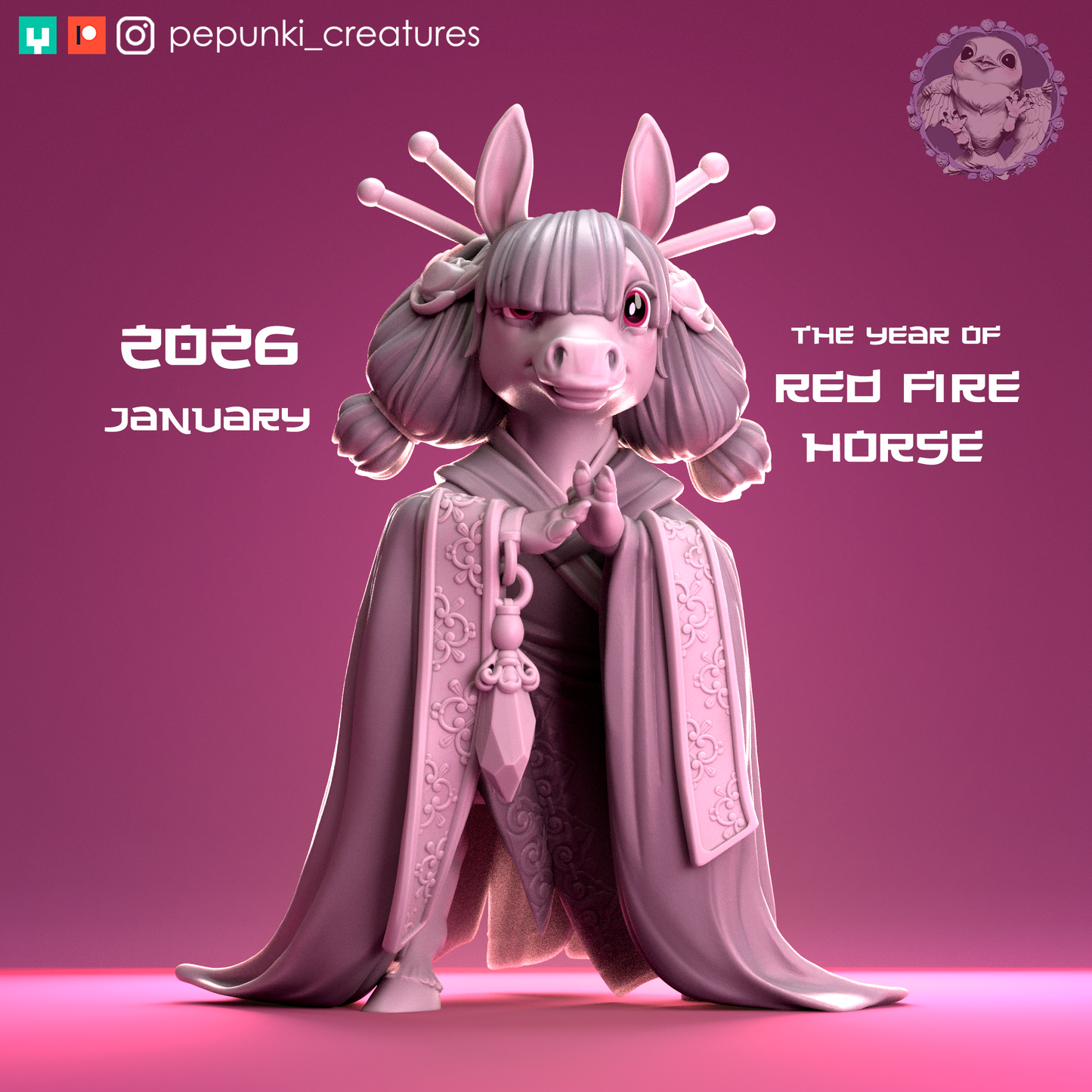 Pony Princess | Tabletop or Display Scale | D&D Humblewood TTRPG Miniature | Pepunki Creatures