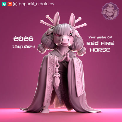 Pony Princess, Year of the Horse | Tabletop or Display Scale | D&D Humblewood TTRPG Miniature | Pepunki Creatures