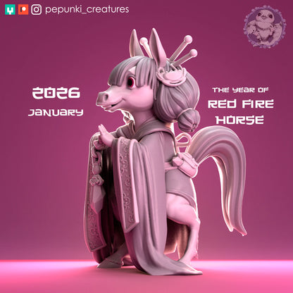 Pony Princess, Year of the Horse | Tabletop or Display Scale | D&D Humblewood TTRPG Miniature | Pepunki Creatures