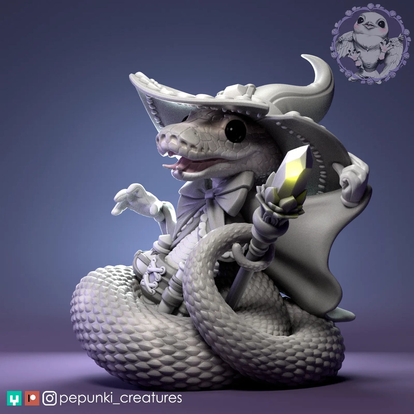 Ball Python Witch | Tabletop or Display Scale | D&D Humblewood TTRPG Miniature | Pepunki Creatures